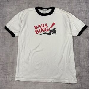 The Sopranos Shirt Mens XL White Bada Bing Ringer Vintage 2004 HBO TV Promo